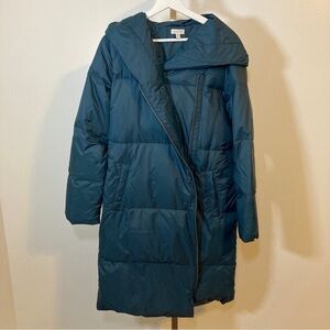 Garnet Hill drk teal down Puffer Coat Size XS